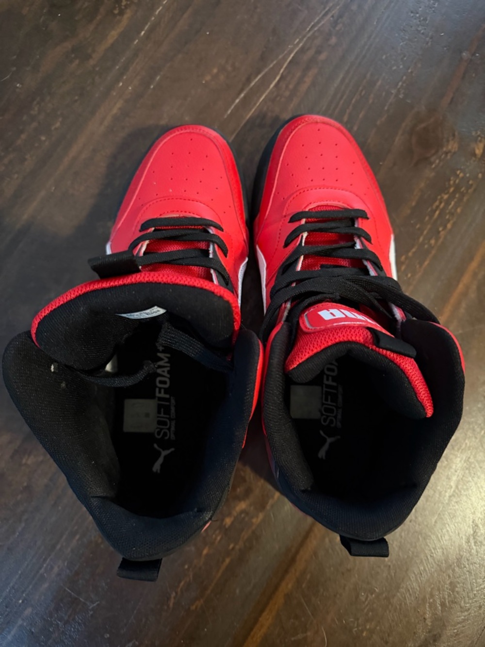 UniSex Puma Red Black BackCourt Mid High-Top Sneakers Size 9.5M or 11W - Picture 5 of 10
